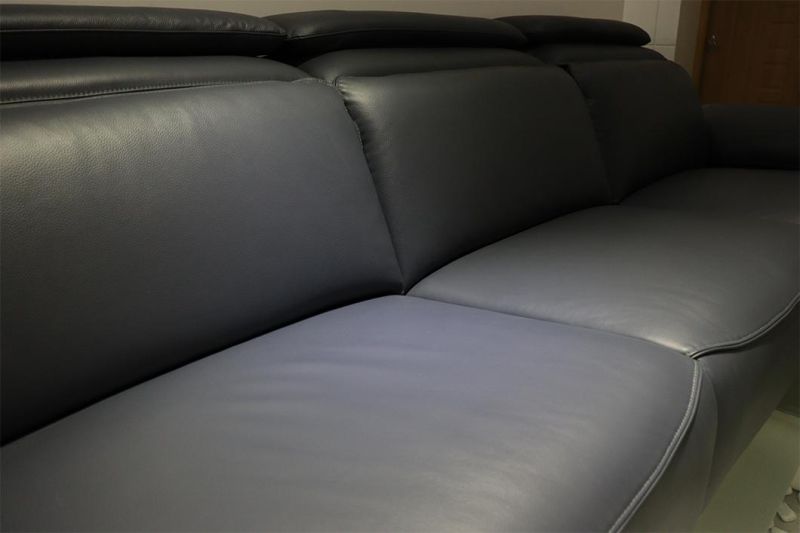 Hot Sale British Custom Made Leather Tufted Sofa with Metal Legs for Living Room Blue Color