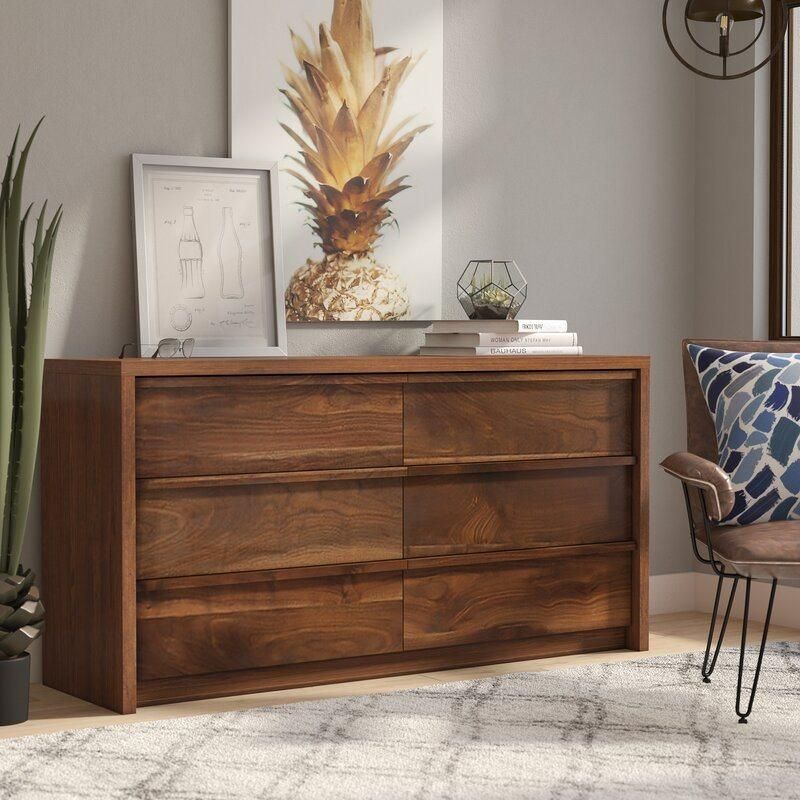 Classic Furniture Coffee Table Wooden Cabinet Grand Walnut 6 Drawer Double Dresser Sideboard for Bedroom