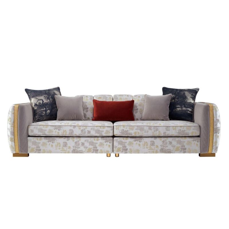Hotel Bobby Luxury Design Velvet with Fabric Combination 3 2 1 Sofa Set for Living Room