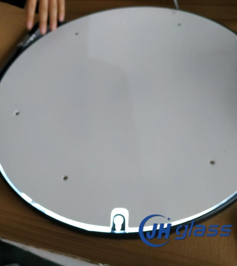 Hotel Bathroom Black Golden Round Metal Framed LED Light Mirror