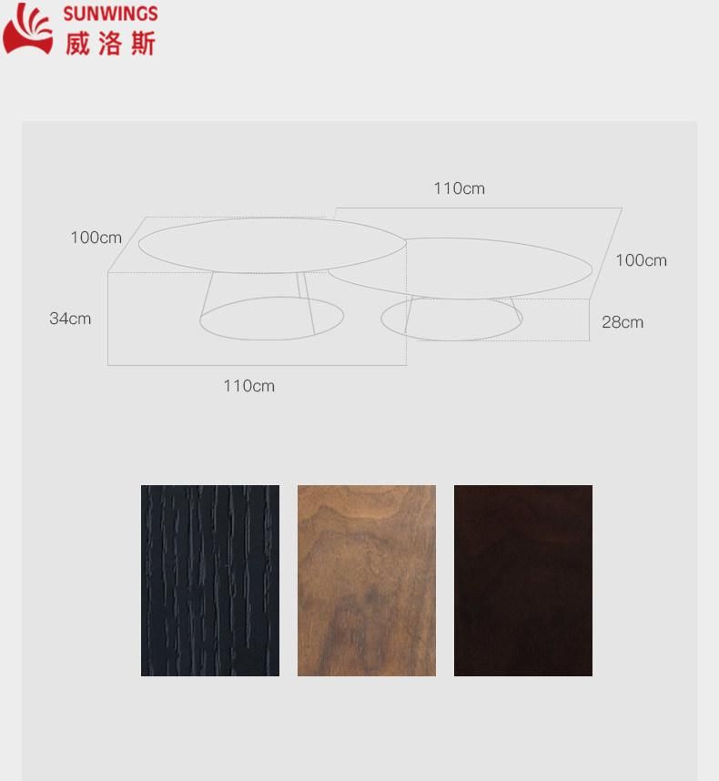 Modern and Simply Metal Leg with Concave and Convex Arc Solid Wood Top Coffee Table for Hotel