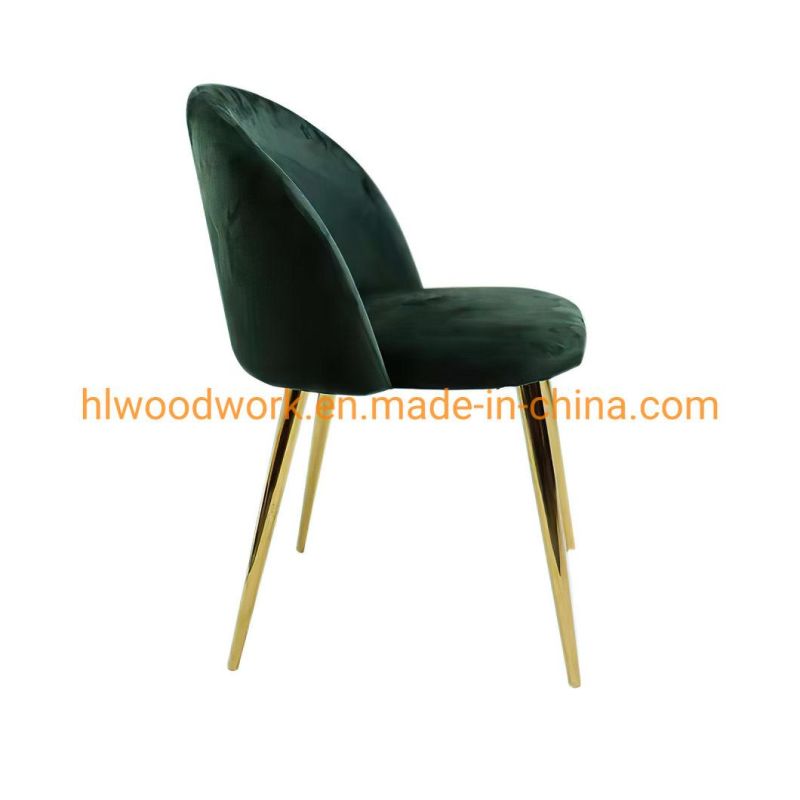 Vintage Grey Fabric Velvet Metal Armchair Dining Chair New Design Gold Metal Legs Modern Dining Room Velvet Chairs