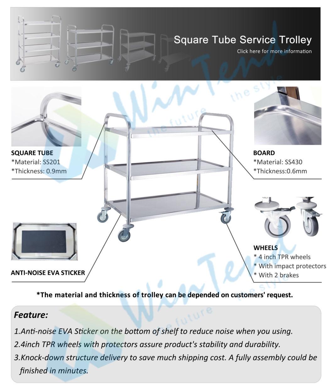 2 Tiers Hotel Kitchen Equipment Water Transfer Printing Service Trolley