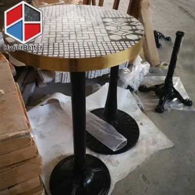 Round Marble Mosaic Bar Tables with Pattern Design