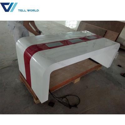 High Glossy White Customzied Office Aritifial Marble Stone Office Table