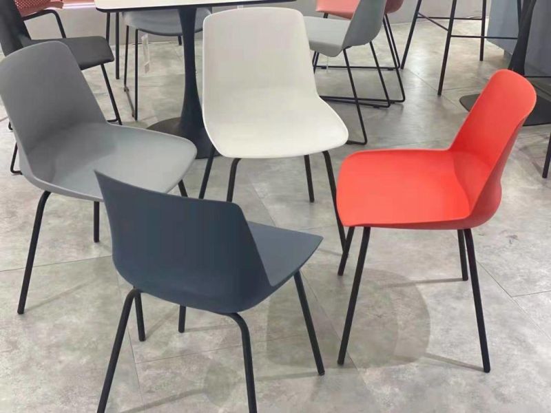 Cheap Armless Restaurant Furniture Modern Fashion Style Red Colored Black Cafe Designs Modern PP Polypropylene Plastic Chair