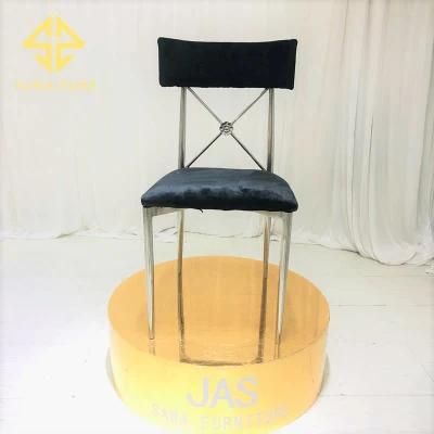 Shining Gold X Back Velvet Cushipn Stainless Steel Dining Chair Hotel Furniture Wedding Chair