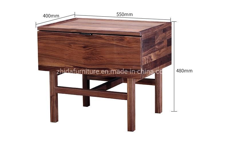 American Walnut Solid Wood Nightstand for Hotel