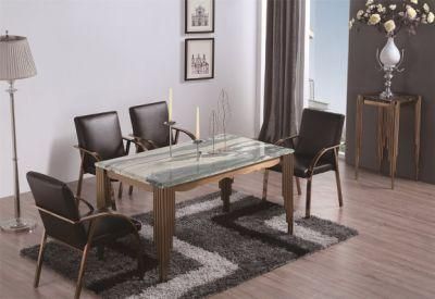Dining Room Furniture Living Room Dinner Modern Marble Dining Table with Metal Frame