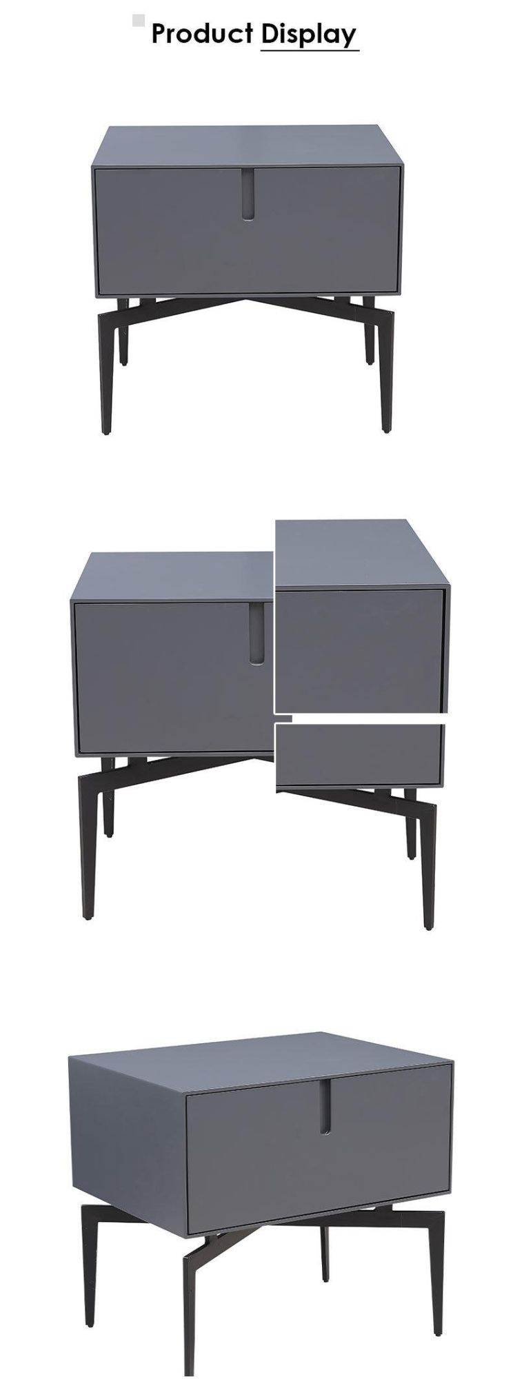 Modern Bedroom Furniture Charcoal Grey Baked Enamel Nightstands