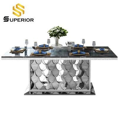 Wholesale Price Luxury Metal Base Black Marble Dining Table