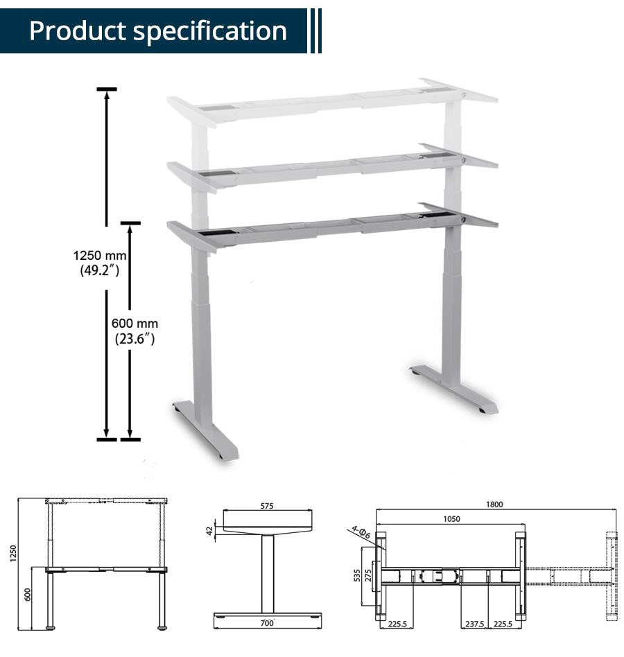 CE-EMC Certificated Dual Motor Adjustable Stand Desk with High Performance