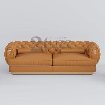 USA Hot Selling Modern Living Room Chesterfield Italian Leather Sofa Set Sectional Home Office Furniture