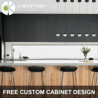 High Quality Fashionable 2PAC Matt Black Joinery Cupboard Modern Kitchen Furniture Cabinets