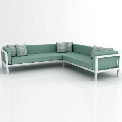 Modern Outdoor Mesh Aluminum Frame Sectional Sofa with Thick Cushions