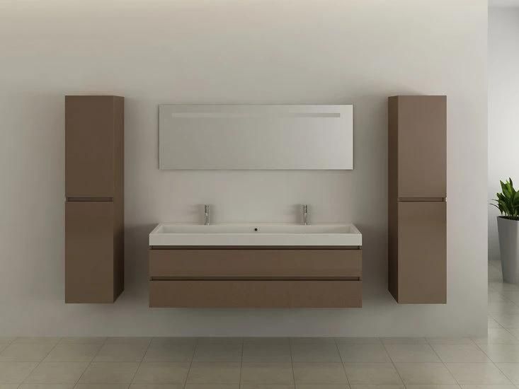 2022 Modern Design and Simple Melamine Bathroom Vanity with Double Cermamic Sinks