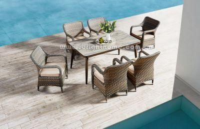 Modern Leisure Aluminum Wicker Restaurant Set Garden Home Table and Chairs Outdoor Dining Furniture