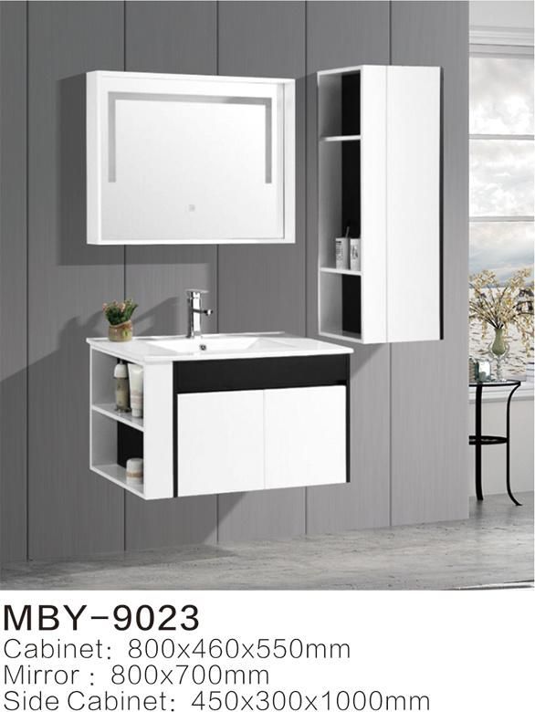 White Painted Bathroom Vanity with Mirror Cabinet and Ceramic Basin