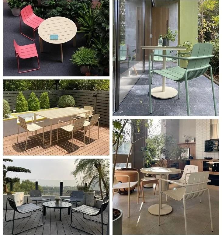Modern Nordic Designer Stackable Aluminum Metal Patio Outdoor Restaurant Furniture Set Garden Chairs
