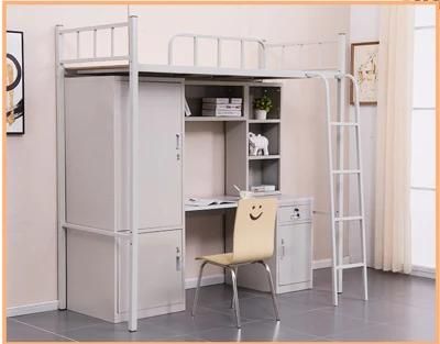 Double Decker Student Dormitory Metal Bunk Bed with Table and Desk