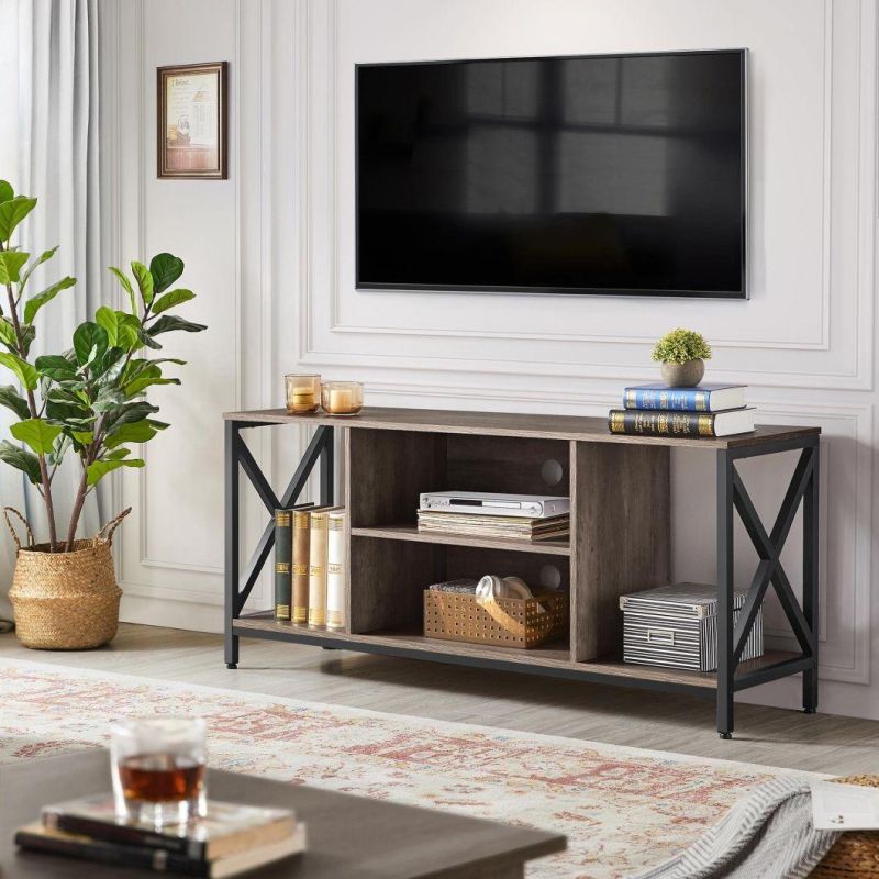 TV Stand for 65 Inch TV Console Table with Storage Shelves Cabinet, 55" Wood Entertainment for Living Room