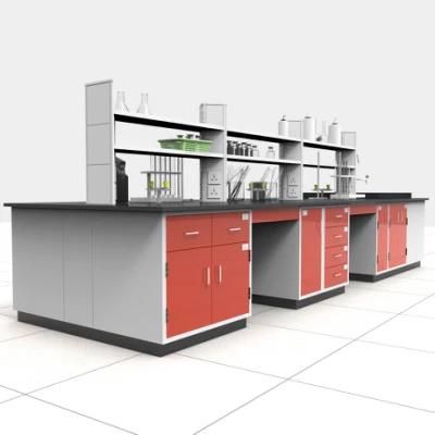 Hospital Wood and Steel Lab Furniture with Top Glove Box, Biological Wood and Steel Lab Bench with Liner/