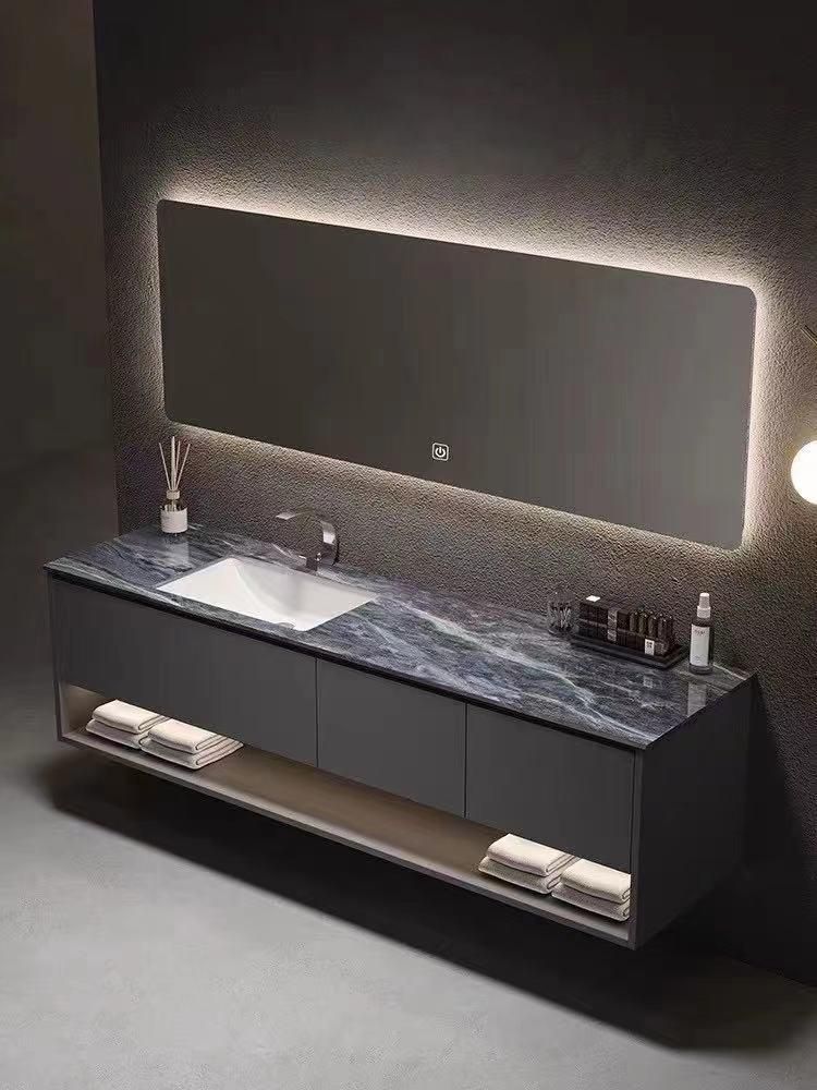 MDF Bathroom Cabinet with LED Illuminated Mirror Basin Cabinet Bathroom Furniture