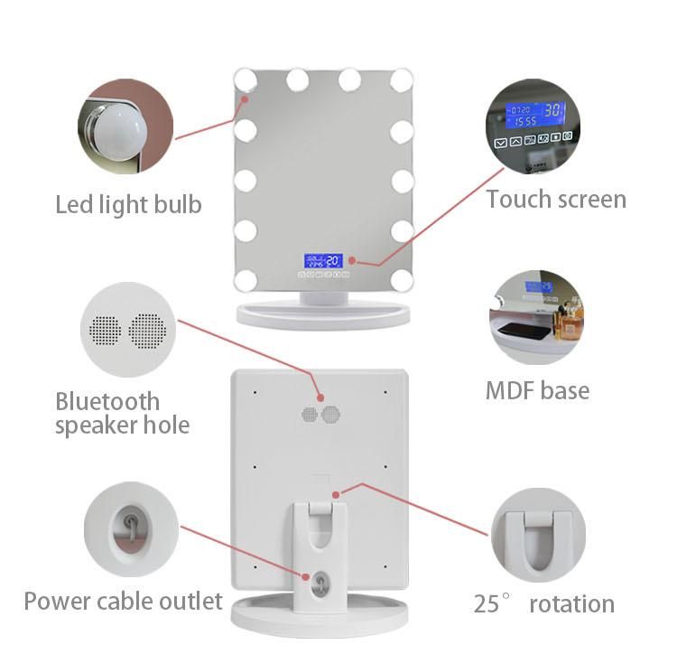 Amazon 12 LED Bulbs Bluetooth Hollywood Makeup Mirror Beauty Lighting
