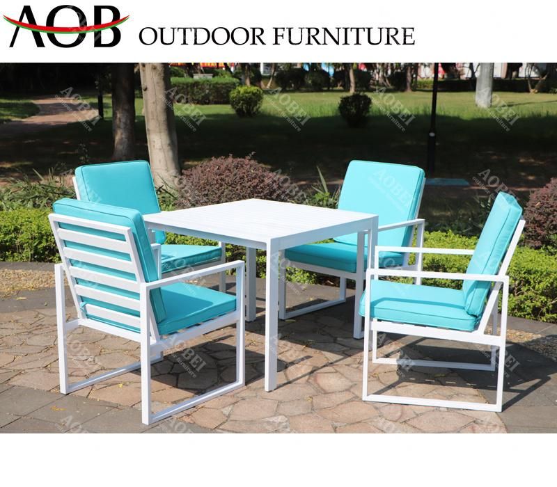 Modern Outdoor Garden Patio Hotel Resort Restaurant Home Villa Aluminum Dining Chair Table Furniture Set