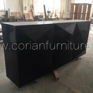 Modern Design Black Corian Made Side Cabinets
