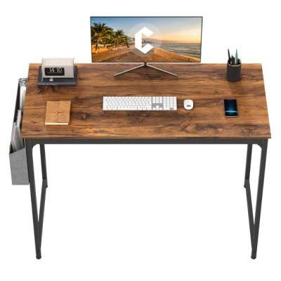 Nova Deep Brown Modern Simple Style PC Table with Black Metal Frame