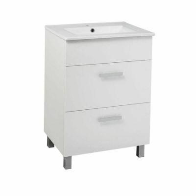 Ceramic Furniture with White Vanity Unit with Drawers 60 Cm
