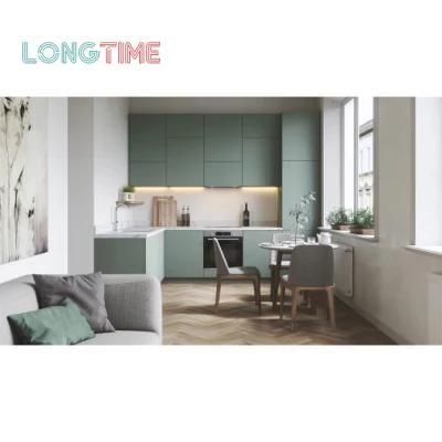 Newest Design Apartment Furniture Green Kitchen Cabinets (KPE13)