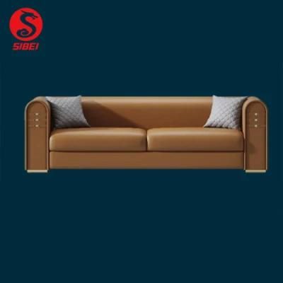 Modern Living Room Home Furniture Corner European Style Top Grain Leather Sectional Sofa