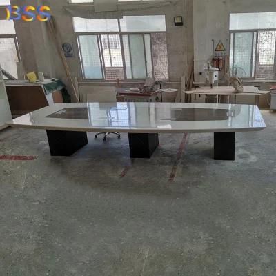 Conference Table Office White Marble Boat Shape Office Conference Table