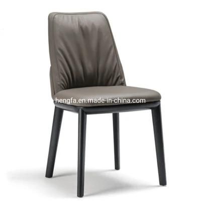 Modern Nordic Furniture Hardware Leather Steel Base Dining Chairs