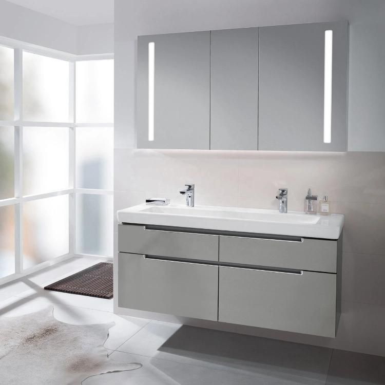 Aluminum, MDF, PVC Sanitary Ware Floor Mirror Cabinet with Soft Closed Hinge