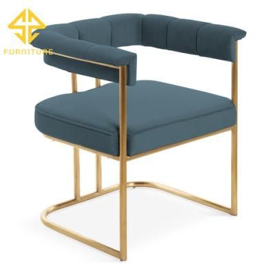Hotel Event Gold Stainless Steel Leisure Fabric Velvet Dining Chair