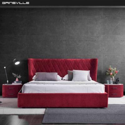 Hot Sale Tufted Headboard Beds Set King/Queen Size Bedrrom Furniture Red Velvet Storage Bed