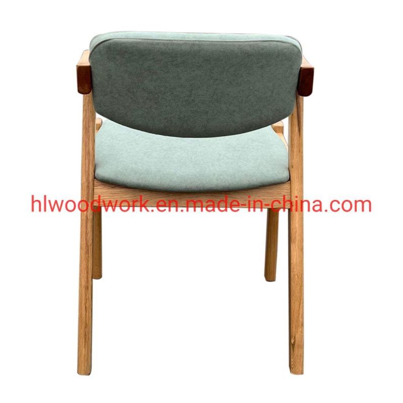 Oak Wood Z Chair Oak Wood Frame Natural Color Green Fabric Cushion and Back Dining Chair Coffee Shop Chair Office Chair Home Furniture