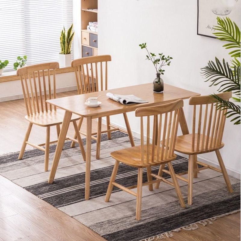 Nordic Style Home Furniture Modern Coffee Restaurant Wood Legs MDF Table Top Rectangle Dining Table and Chair Set