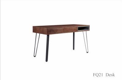 Fq21 Desk/ MDF/ Walnut Veneer / Natural Steel Coating Base/Modern Furniture in Home and Hotel