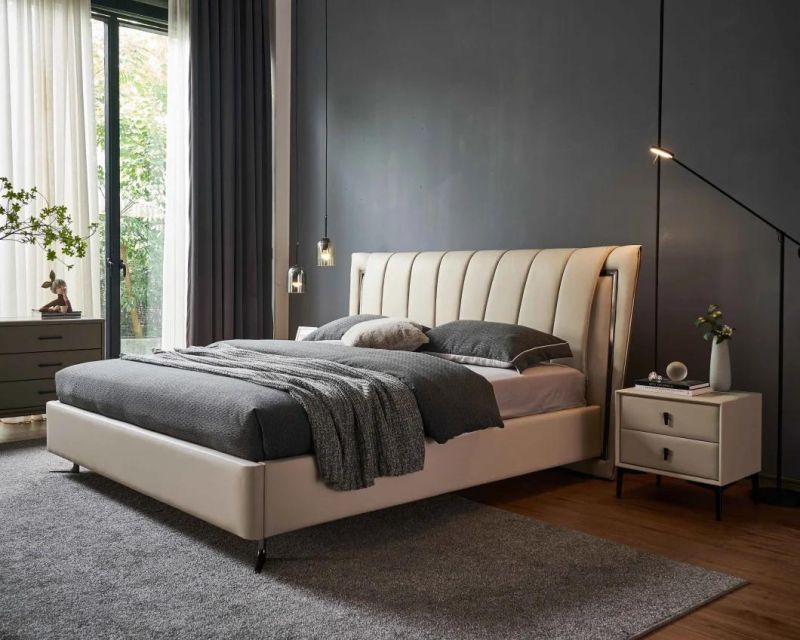 Genuine Leather Furniture Bedroom Furniture Sets King Bed Leather Beds Gc2116