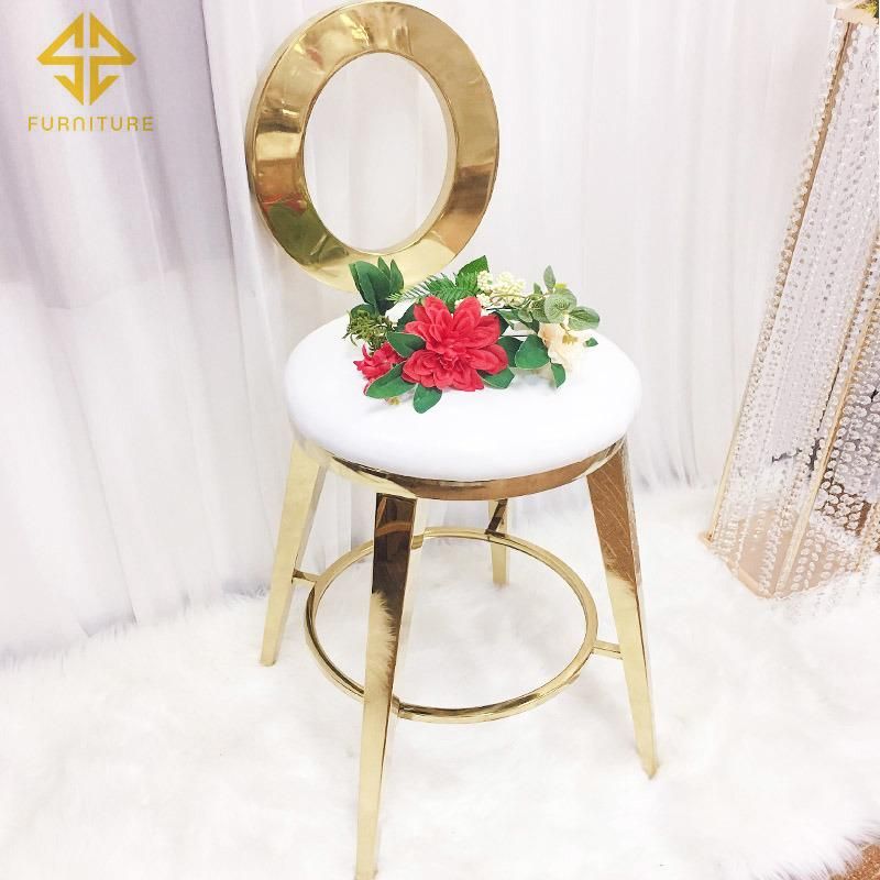 Sawa Newest Modern Luxury Wedding Furniture Golden Metal Frame High Stool Chair for Banquet Event Used