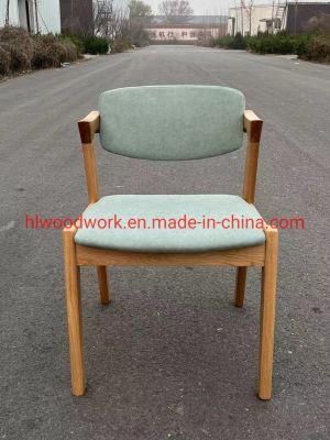 Oak Wood Z Chair Oak Wood Frame Natural Color Green Fabric Cushion and Back Dining Chair Coffee Shop Chair Office Chair Home Furniture