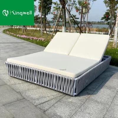 Modern Pool Furniture Double Sun Lounger Rope Sunbed for Outdoor Use