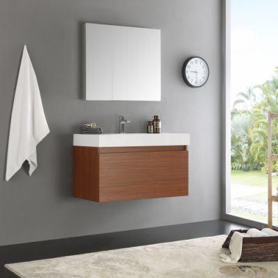 European Style Modern Simple Wood Bathroom Cabinet with Mirror Cabinet