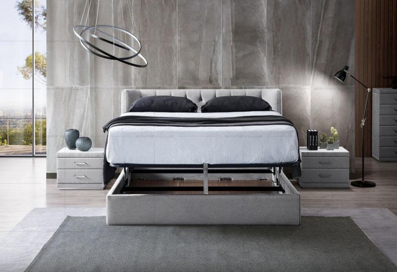 America Design Modern White Color Wooden Material Wall Bed with Hydralic Storage Box