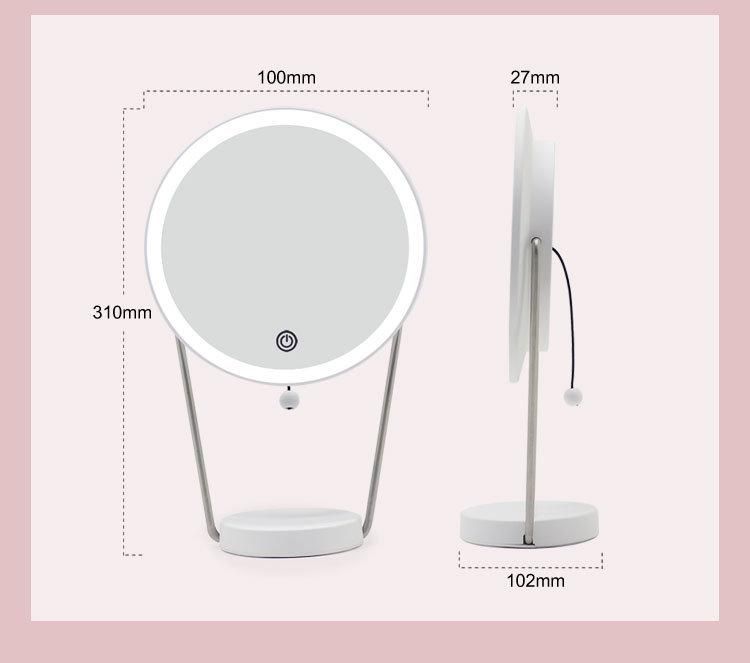 Special Design Rechargeable Smart Glass LED Makeup Ring Light Mirror with Touch Sensor