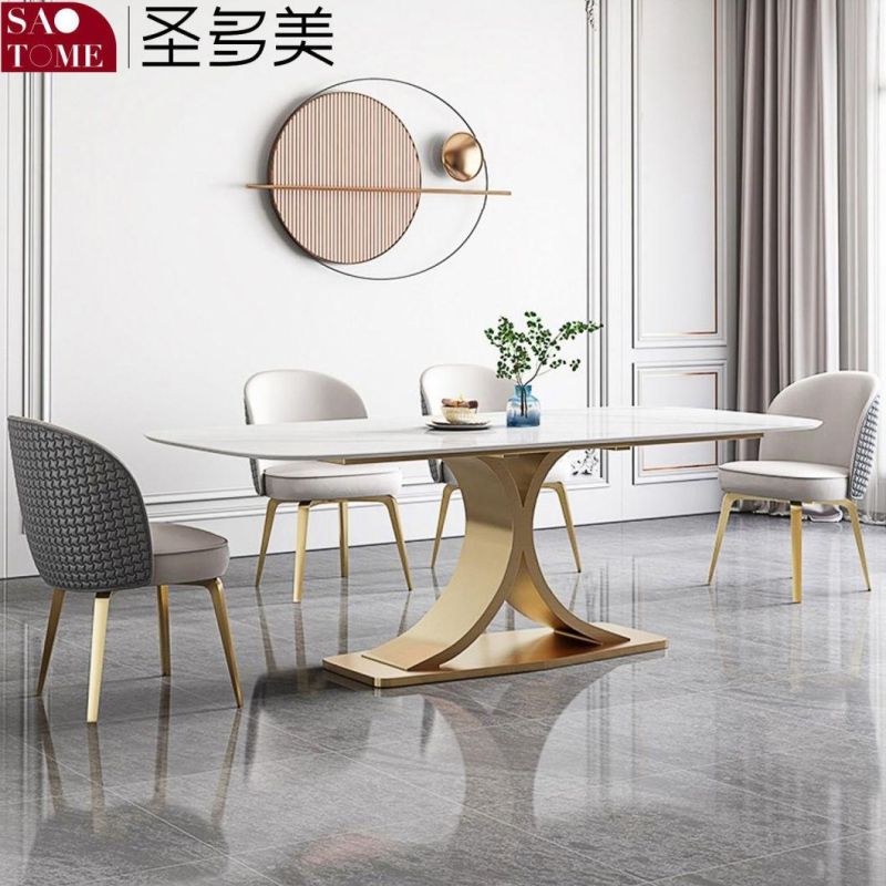 Modern Rock Furniture Stainless Steel Titanium Base Dining Table